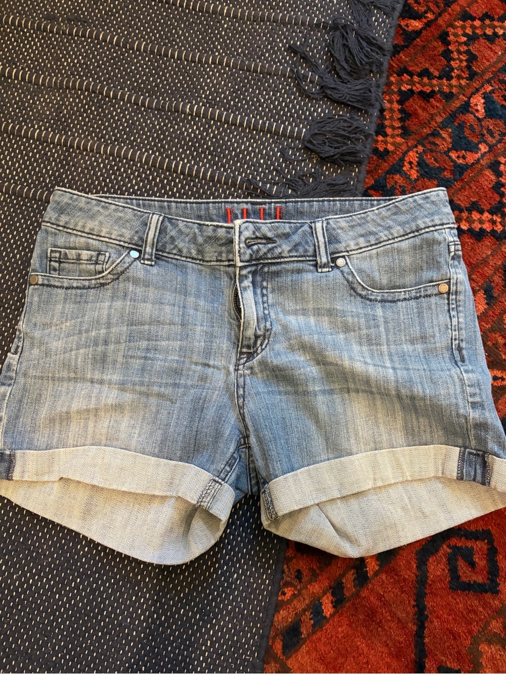 Elle Light Blue Rolled Cuff Denim Shorts
